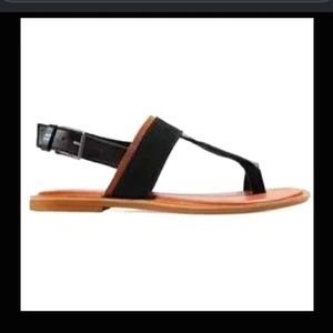 NWT TOMS Women's Black/Brown Sandals - Size 6